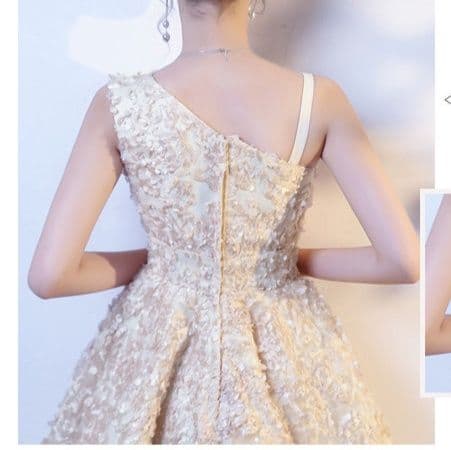 キャバドレス 立体フラワー刺繍ノースリーブフレアキャバドレス