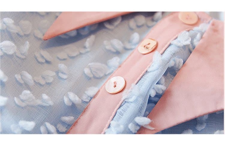 キャバドレス 立体ドット刺繍襟付き半袖フレアワンピース